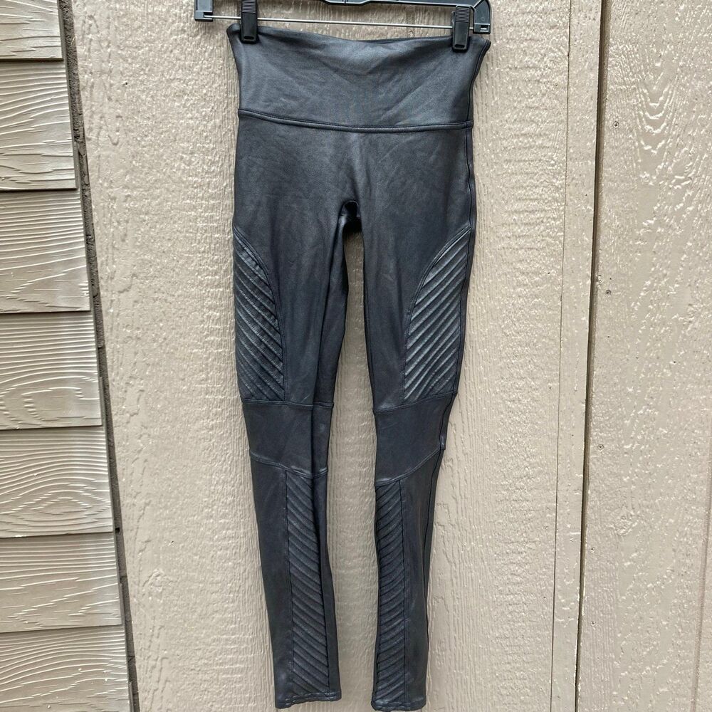 SPANX Faux Leather Moto Leggings in Black Size Shape-wear women’s size S/P